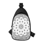 White Paisley Bandana Print Chest Bag