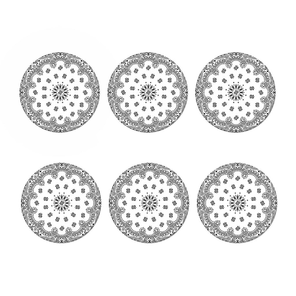White Paisley Bandana Print Coaster Set