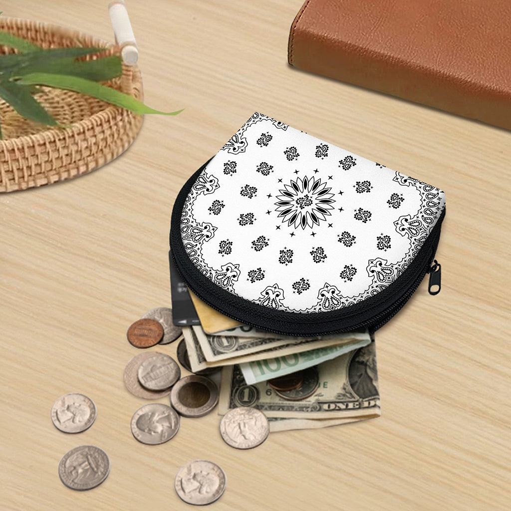 White Paisley Bandana Print Coin Purse