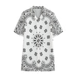 White Paisley Bandana Print Cotton Hawaiian Shirt