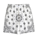 White Paisley Bandana Print Cotton Shorts