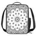 White Paisley Bandana Print Crossbody Lunch Bag