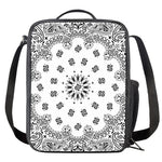 White Paisley Bandana Print Crossbody Lunch Bag