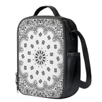 White Paisley Bandana Print Crossbody Lunch Bag
