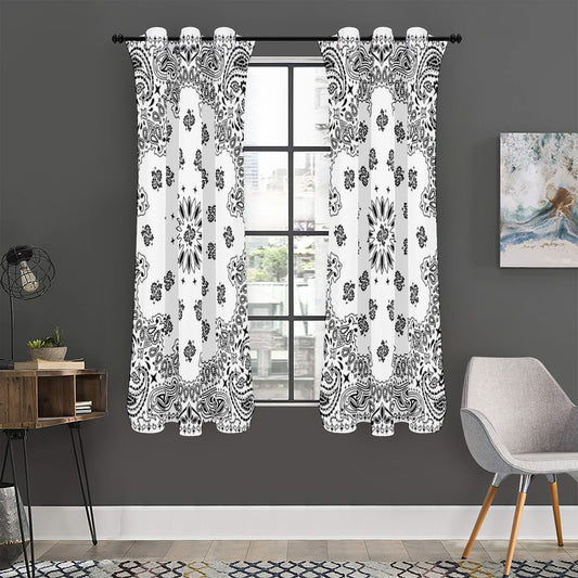 White Paisley Bandana Print Curtain