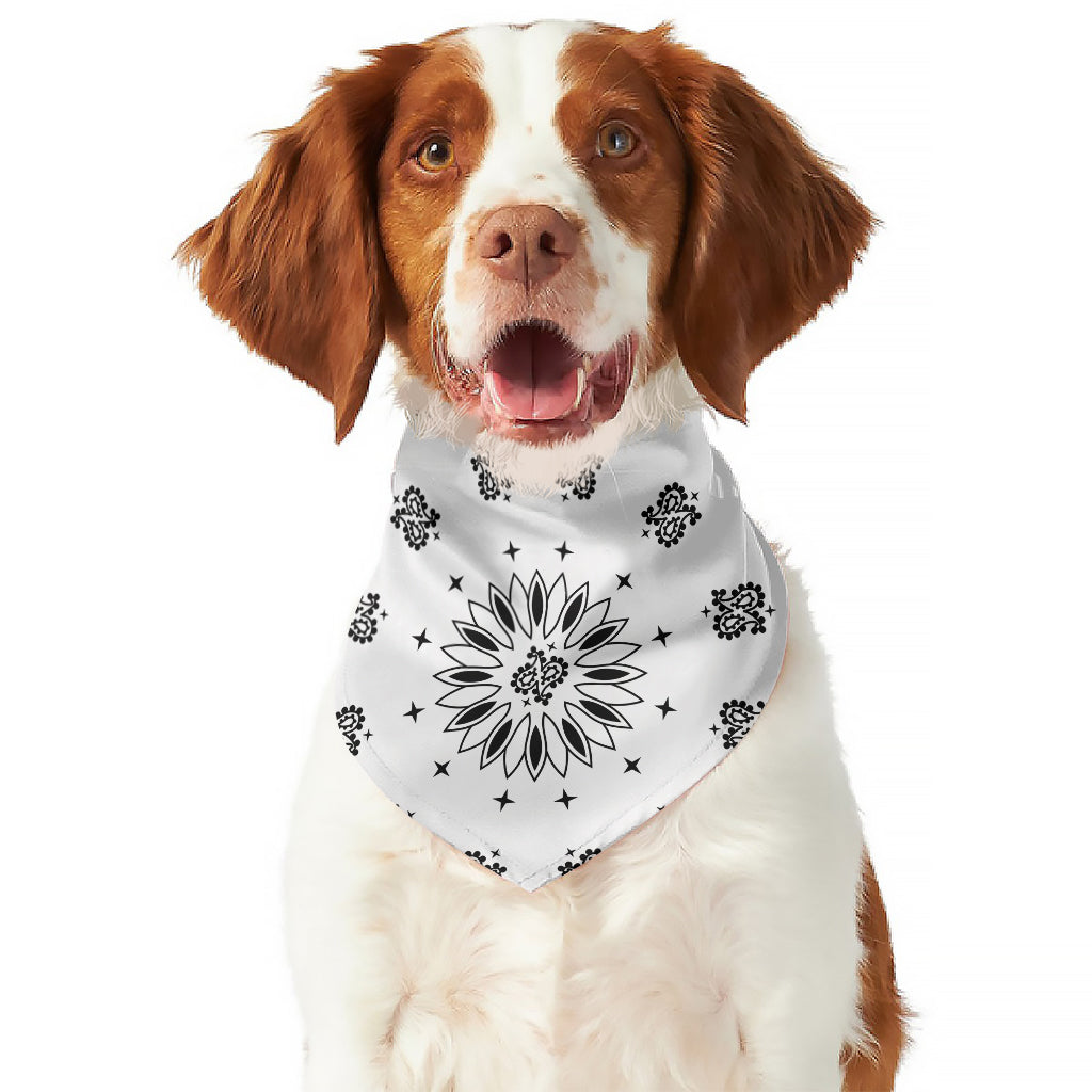 White Paisley Bandana Print Dog Bandana