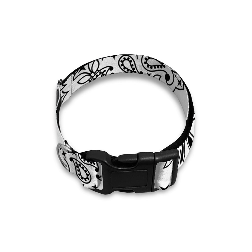 White Paisley Bandana Print Dog Collar