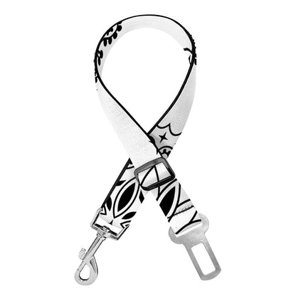 White Paisley Bandana Print Dog Seat Belt