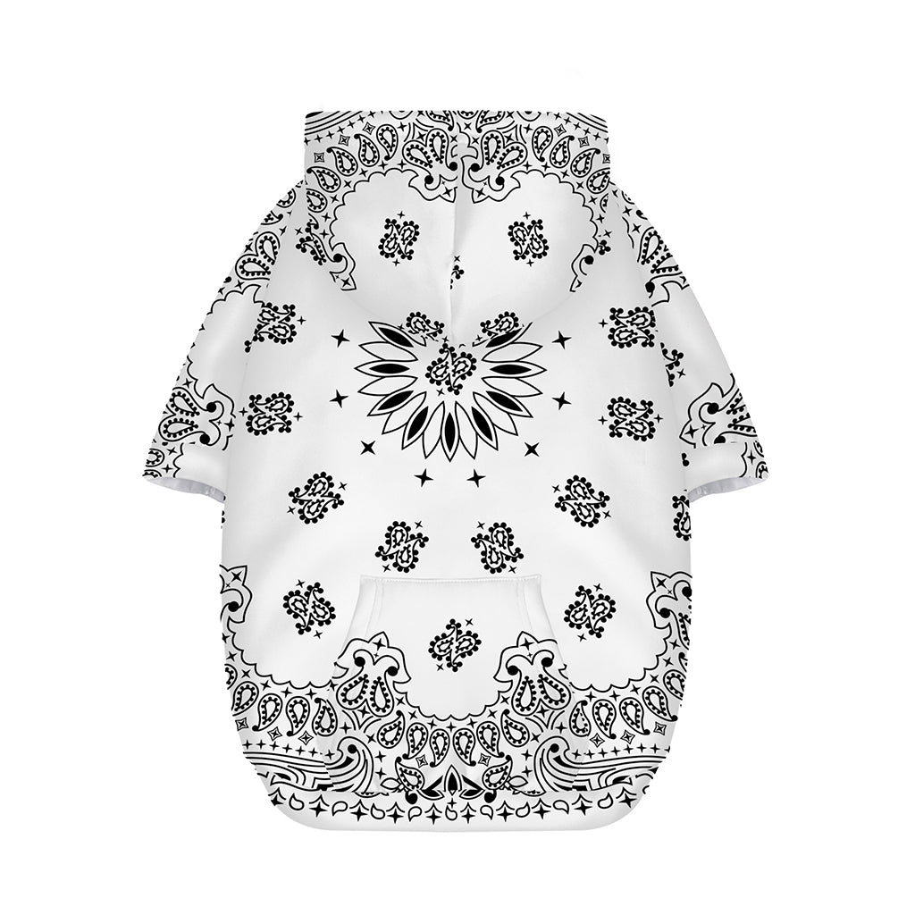 White Paisley Bandana Print Dog Zip Up Hoodie