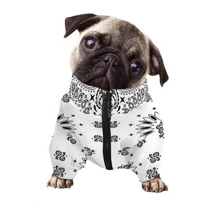 White Paisley Bandana Print Dog Zip Up Jacket