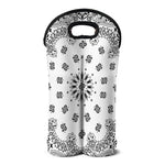White Paisley Bandana Print Double Neoprene Wine Tote