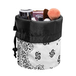 White Paisley Bandana Print Drawstring Makeup Bag