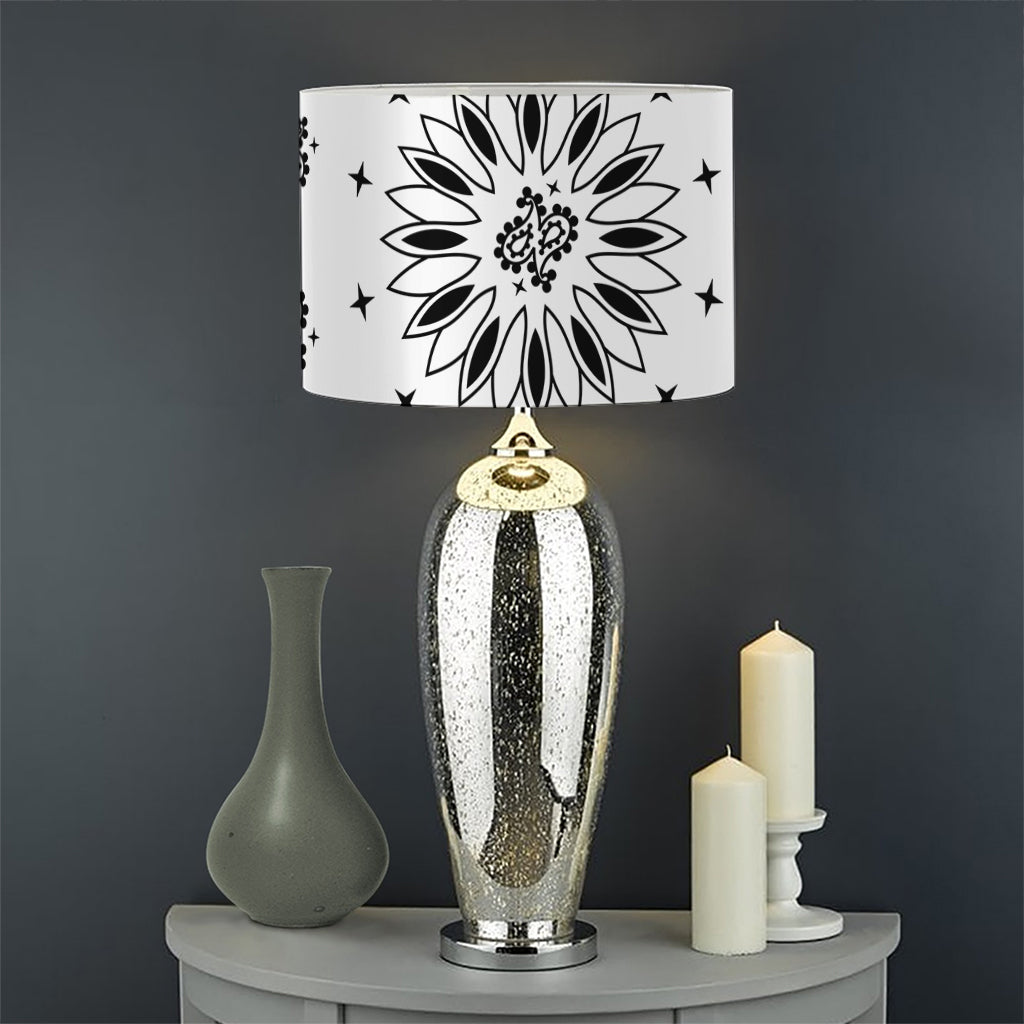 White Paisley Bandana Print Drum Lamp Shade