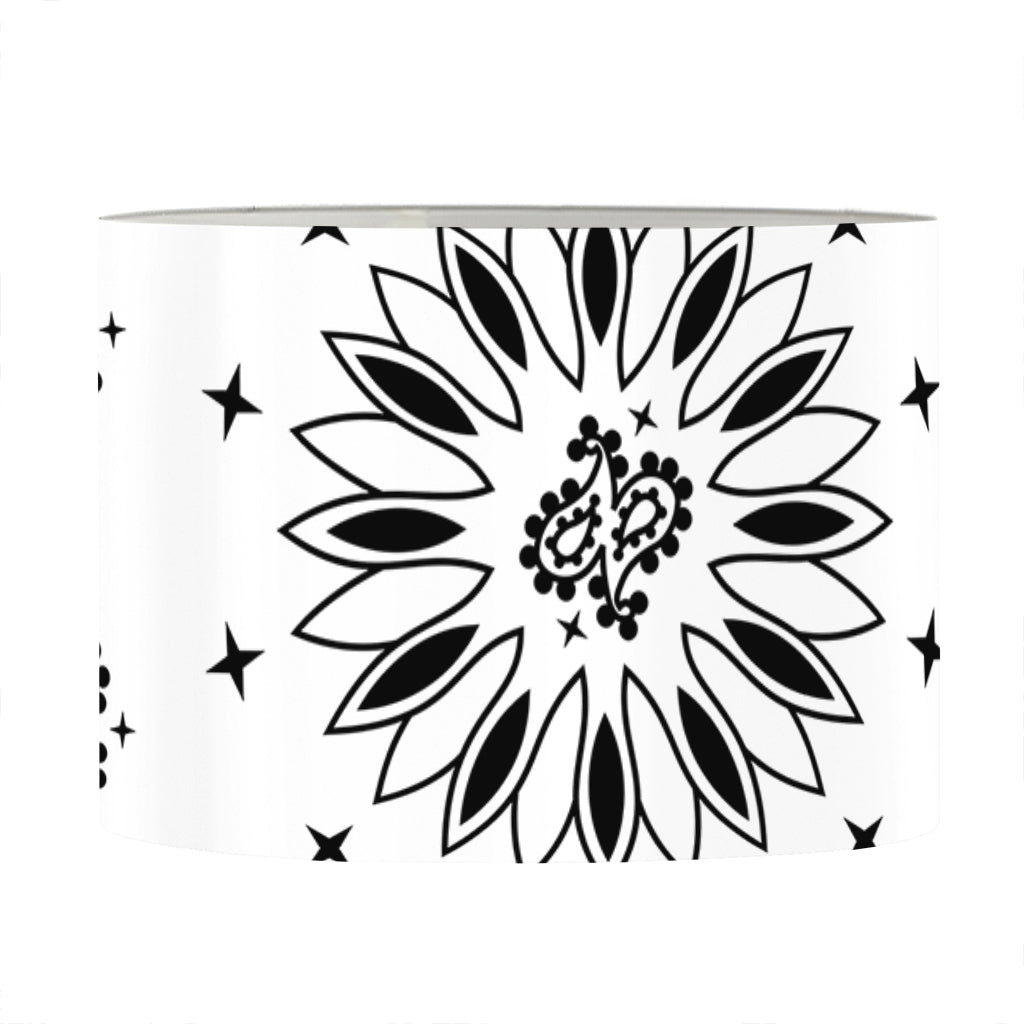 White Paisley Bandana Print Drum Lamp Shade