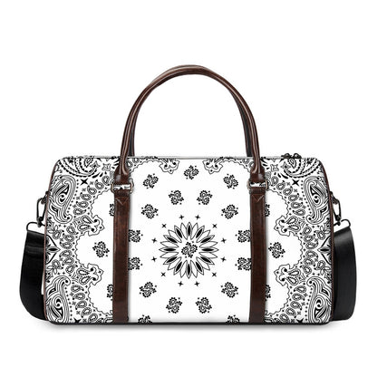 White Paisley Bandana Print Duffle Bag