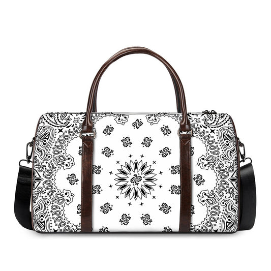 White Paisley Bandana Print Duffle Bag