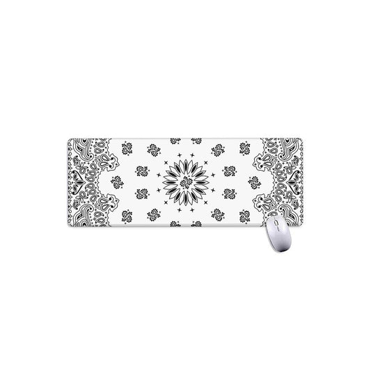 White Paisley Bandana Print Extended Mouse Pad