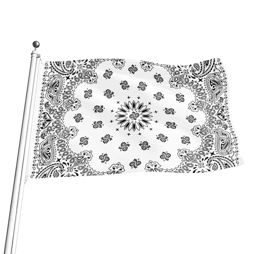 White Paisley Bandana Print Flag