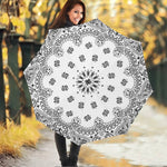 White Paisley Bandana Print Foldable Umbrella