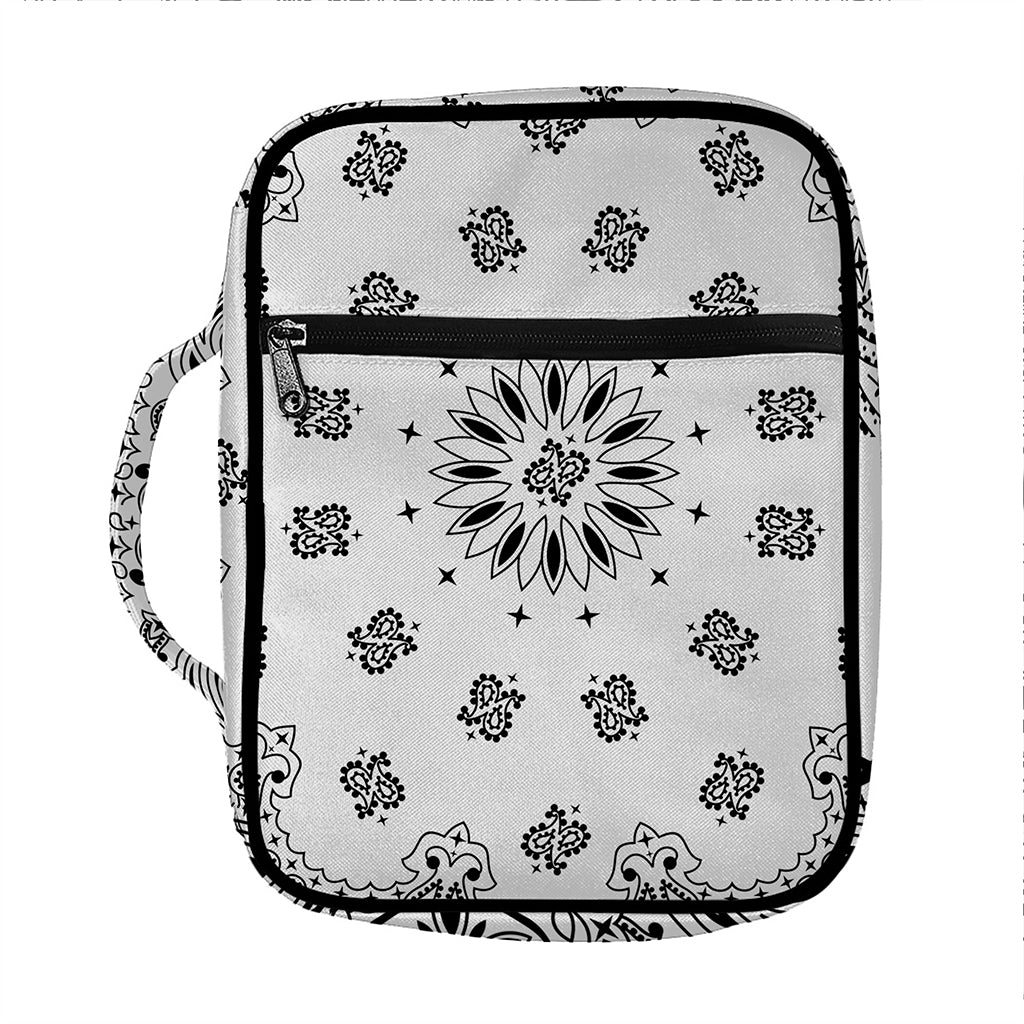 White Paisley Bandana Print Front Pocket Bible Bag