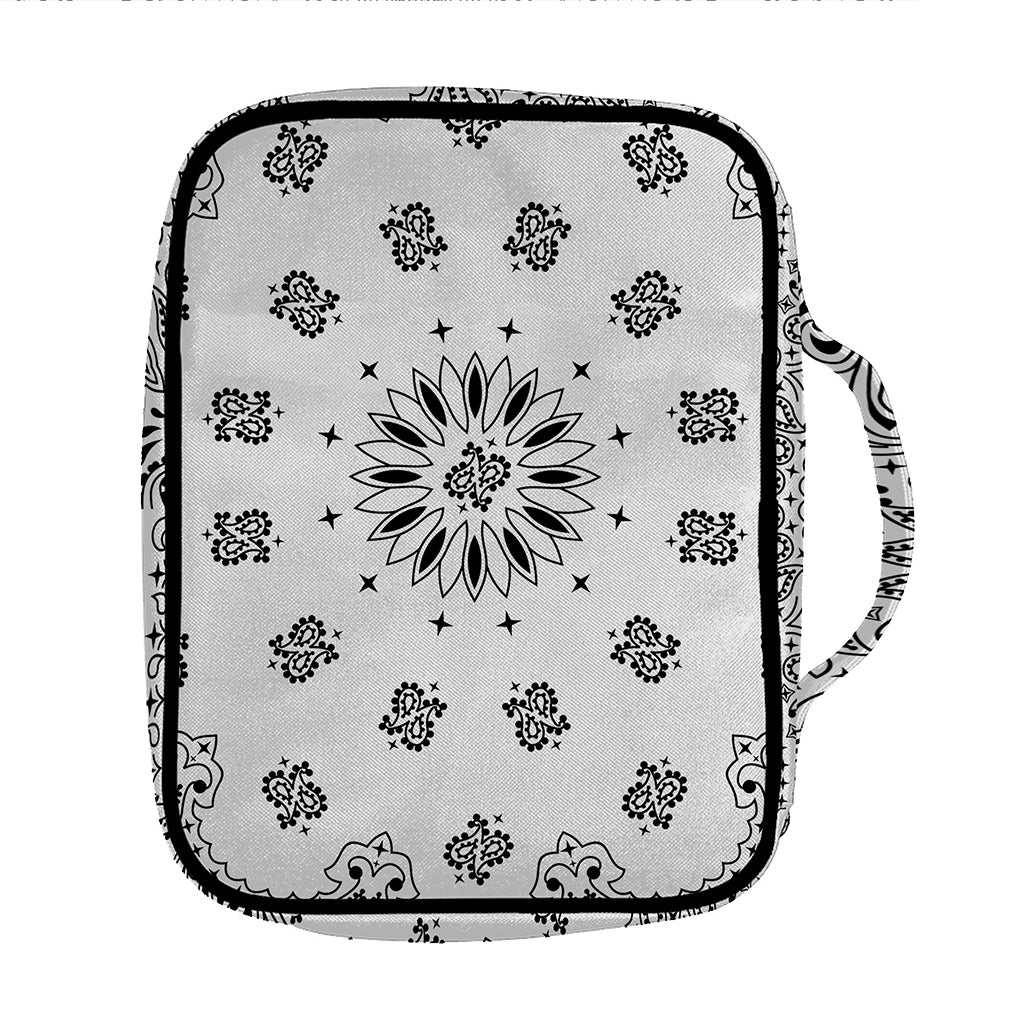 White Paisley Bandana Print Front Pocket Bible Bag