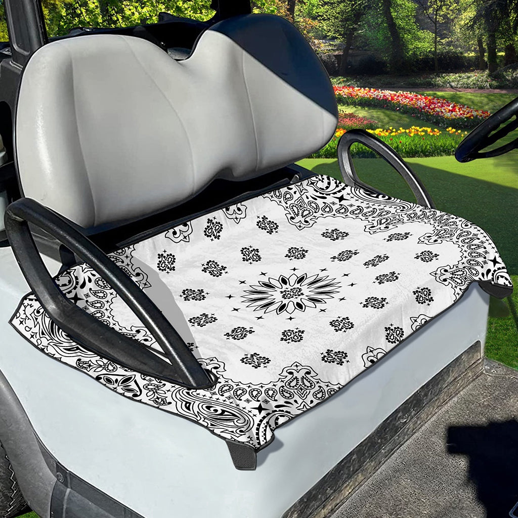 White Paisley Bandana Print Golf Cart Seat Cover