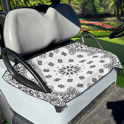 White Paisley Bandana Print Golf Cart Seat Cover