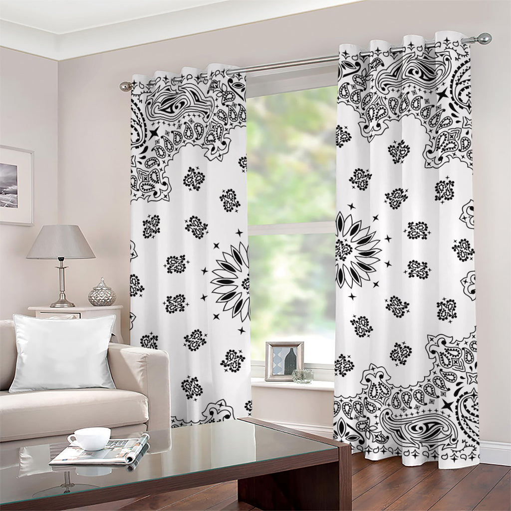 White Paisley Bandana Print Grommet Curtains