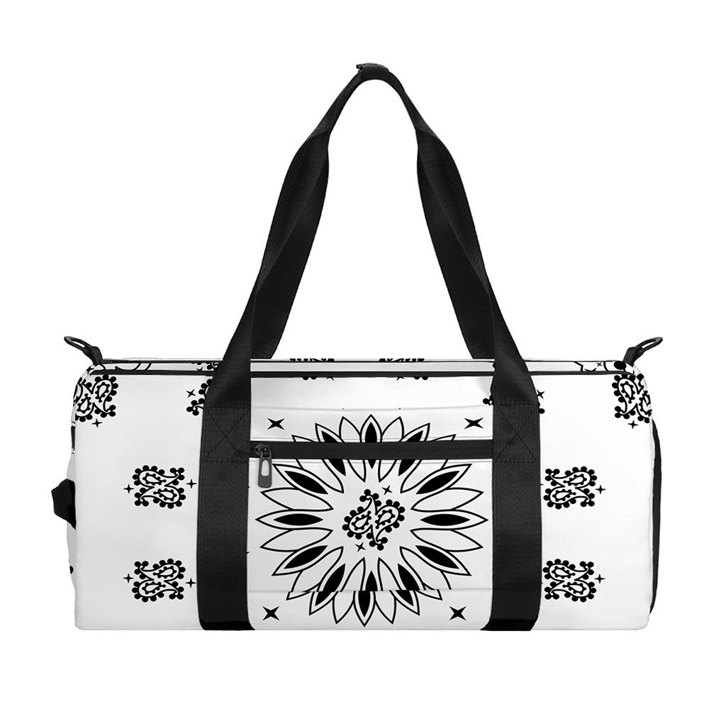 White Paisley Bandana Print Gym Bag