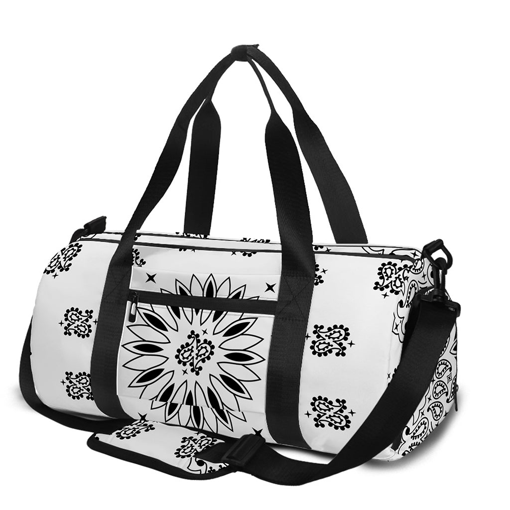 White Paisley Bandana Print Gym Bag