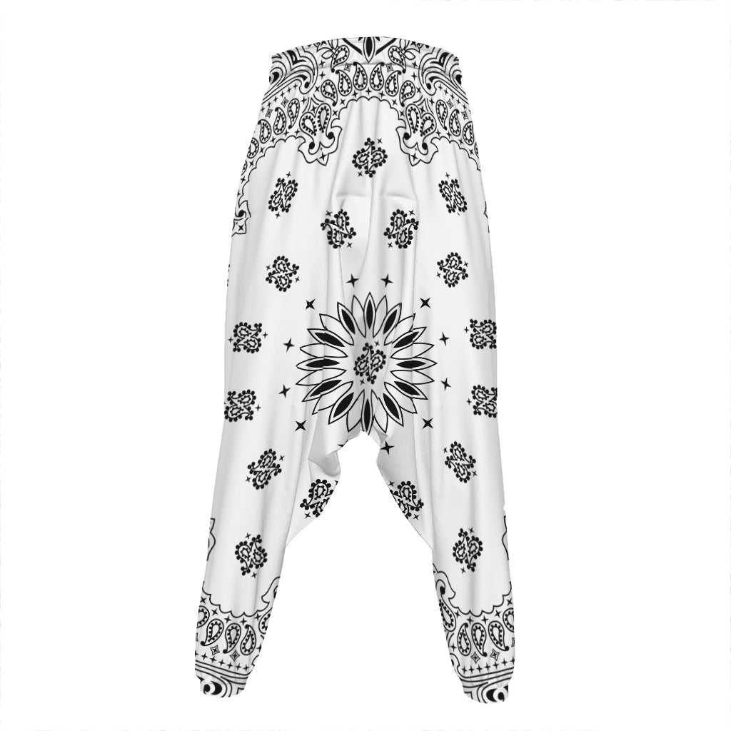 White Paisley Bandana Print Hammer Pants