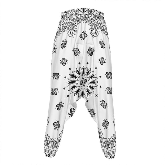 White Paisley Bandana Print Hammer Pants