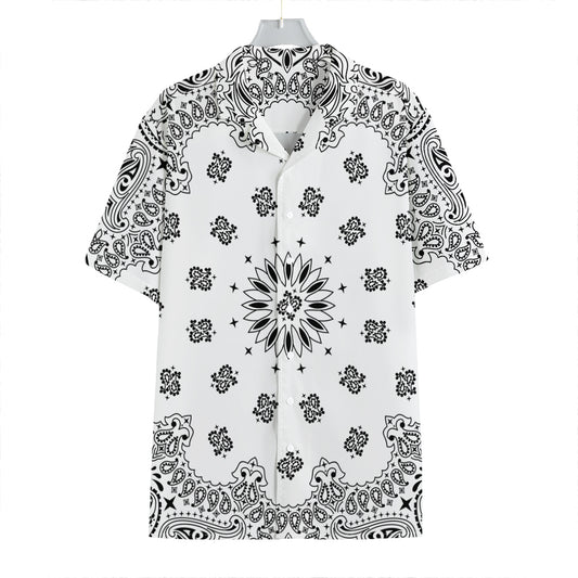 White Paisley Bandana Print Hawaiian Shirt