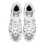 White Paisley Bandana Print High Top Leather Sneakers