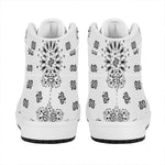 White Paisley Bandana Print High Top Leather Sneakers