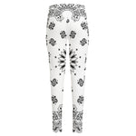 White Paisley Bandana Print High-Waisted Pocket Leggings
