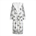 White Paisley Bandana Print Hooded Bathrobe