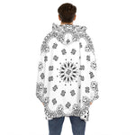 White Paisley Bandana Print Hoodie Blanket