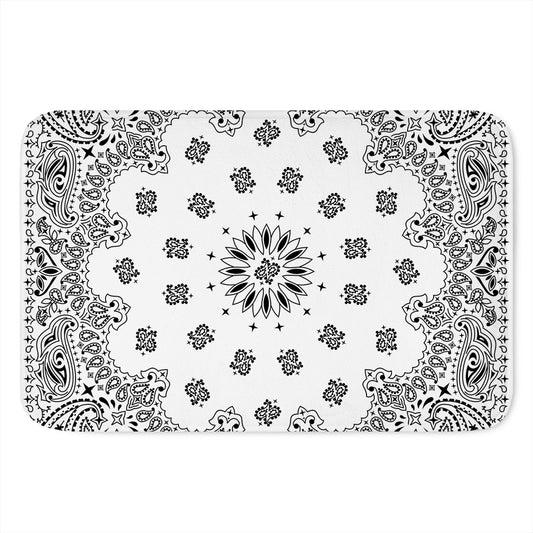 White Paisley Bandana Print Indoor Door Mat