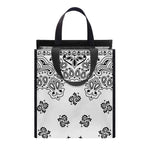 White Paisley Bandana Print Insulated Lunch Tote