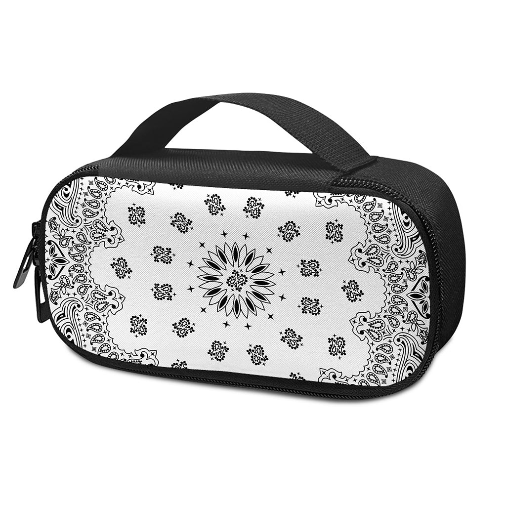 White Paisley Bandana Print Insulin Cooler Travel Case