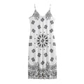White Paisley Bandana Print Jersey Midi Cami Dress
