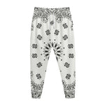 White Paisley Bandana Print Jogger Pants