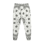 White Paisley Bandana Print Jogger Pants