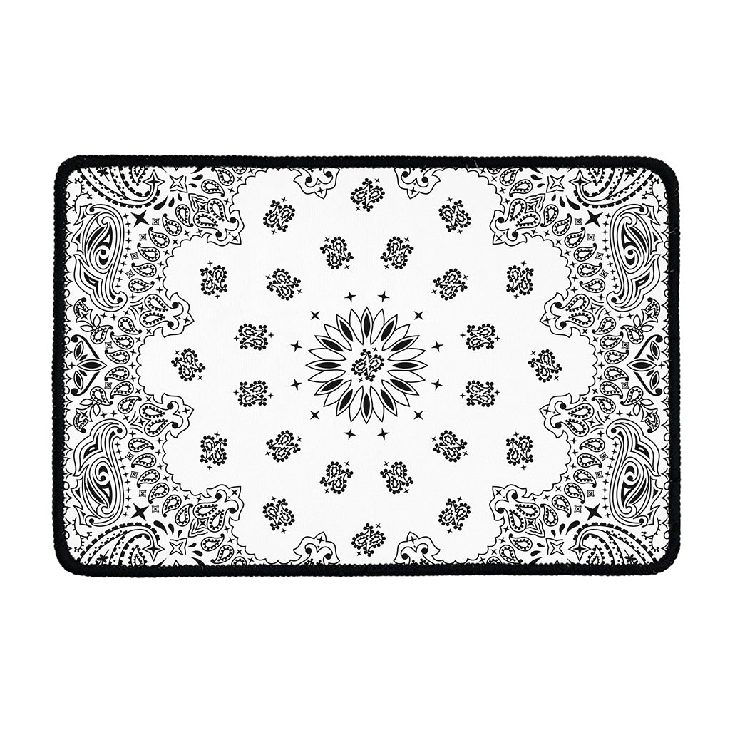 White Paisley Bandana Print Kitchen Mat