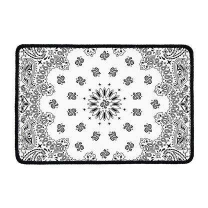 White Paisley Bandana Print Kitchen Mat