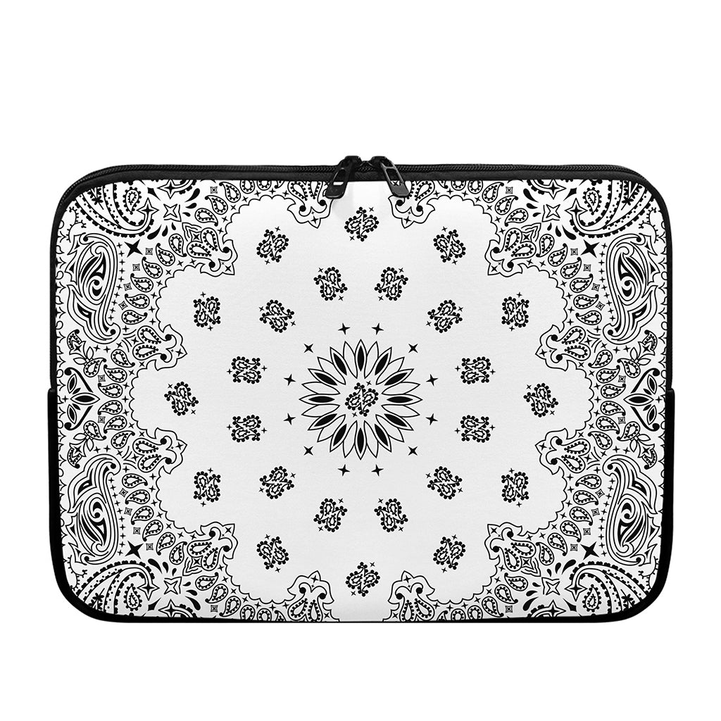 White Paisley Bandana Print Laptop Sleeve