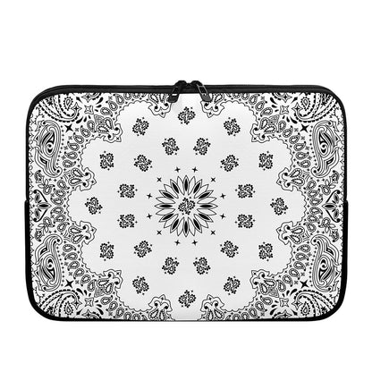 White Paisley Bandana Print Laptop Sleeve