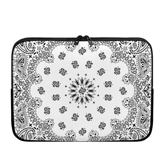 White Paisley Bandana Print Laptop Sleeve