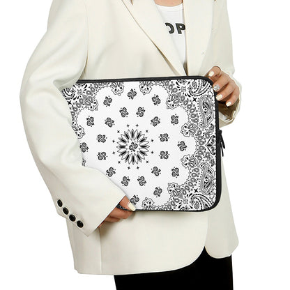 White Paisley Bandana Print Laptop Sleeve